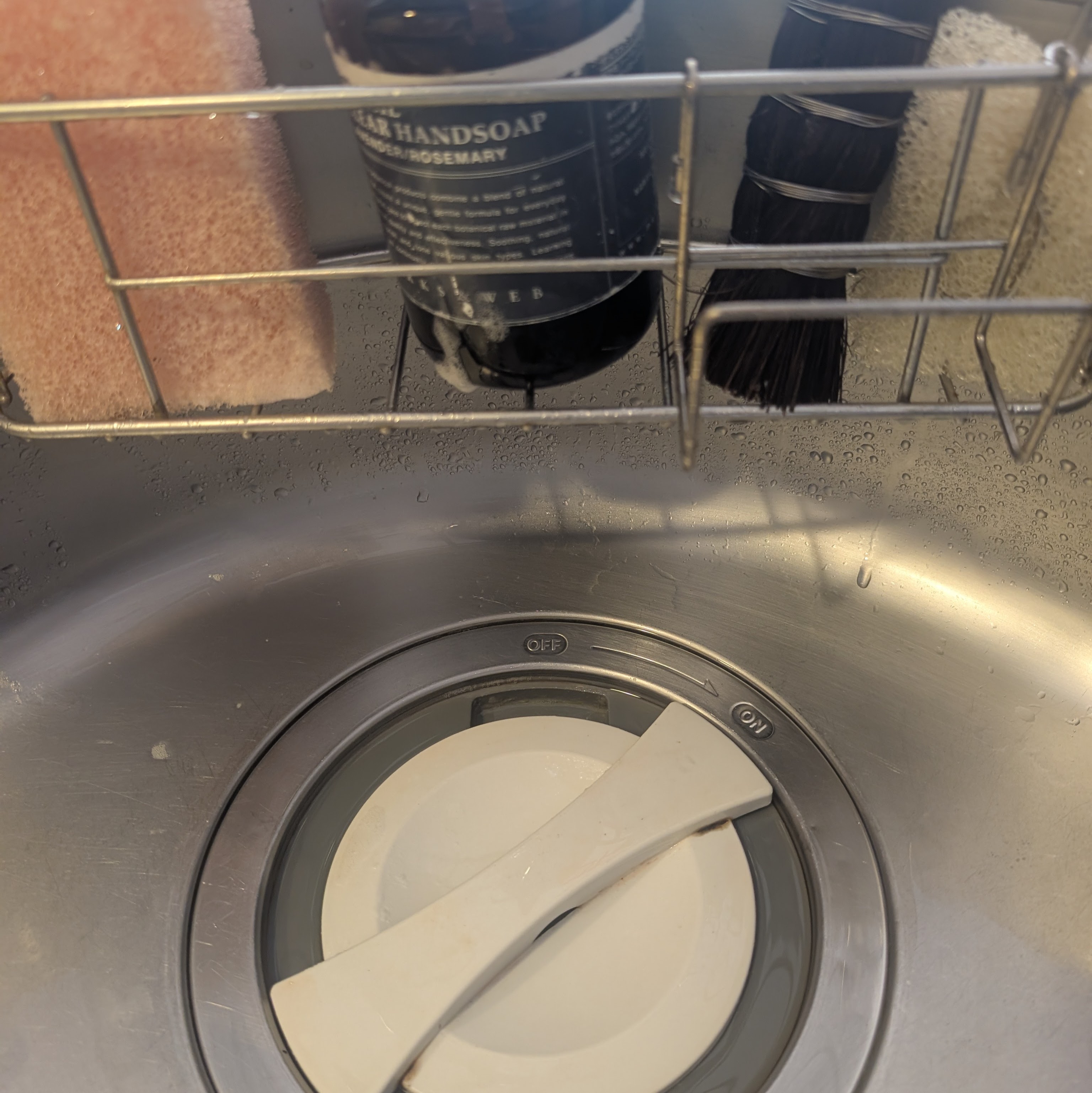 解決後のシンク周りの全景。蓋が定位置に収まり、スッキリしている様子。